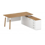 Стол руководителя правый FR.SR-18 (R)  1800x1798x750 мм/Дуб светлый/Белый бриллиант/