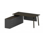 Стол руководителя левый FR.SR-18 (L)  1800x1798x750 мм/Дуб темный/Базальт/