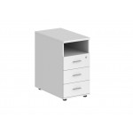 Тумба приставная с 3 ящ. и нишей, ящики метабоксы (БЕЗ ТОПА) SG.513.M  400x800x725 мм/Белый снег/