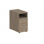 Тумба приставная с 3 ящ. и нишей, ящики метабоксы (БЕЗ ТОПА) SG.513.M  400x800x725 мм/Дуб темный/
