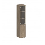 Шкаф высокий 2-дверный со стеклом с задней стенкой HDF лев.SG.802.2СТ.L 400x400x1955мм/Дуб темный/