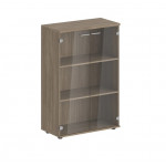 Шкаф средний 2-дверный со стеклом с задней стенкой HDF SG.803.2СТ  800x400x1200 мм/Дуб темный/