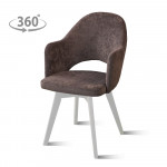 Стул Версаль /Основание 1/каркас белый муар/BALANCE vision (серо-коричневый)/