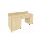 Стол с 2-мя тумбами и бортиком, тумба под холод.лев. С-СТ-170 Л /1700x550x750 мм/Акация лорка/