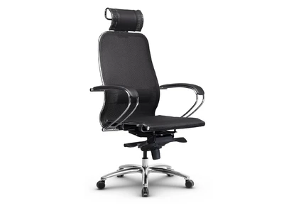 Кресло SAMURAI S-2.04+ /Черный/со съемным 3D подголовником, ХРОМ
