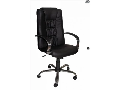 Кресло офисное Фортуна 5(3) к/з черный, крестовина хром