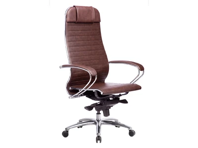 Кресло SAMURAI К-1.04 Infinity Easy Clean (MPES) /Тёмно-коричневый/ экокожа, ХРОМ